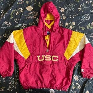 Vintage 90s USC Starter 1/4 zip windbreaker.